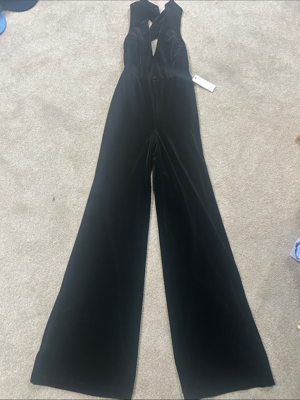 Aura Black Velvet Cross-Back Wide-Leg Jumpsuit